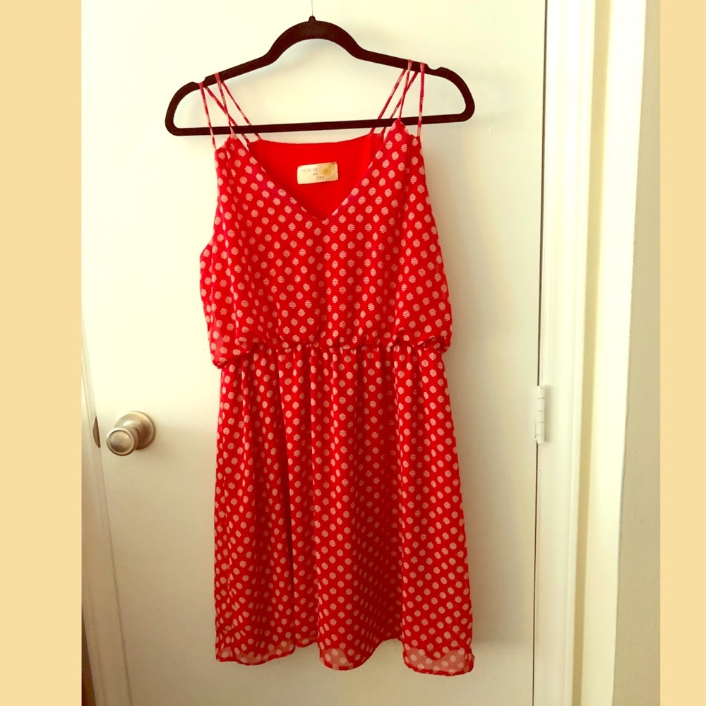 *Sold* Paisley and Ivy Red and Tan Dress Size M - Picture 3 of 6
